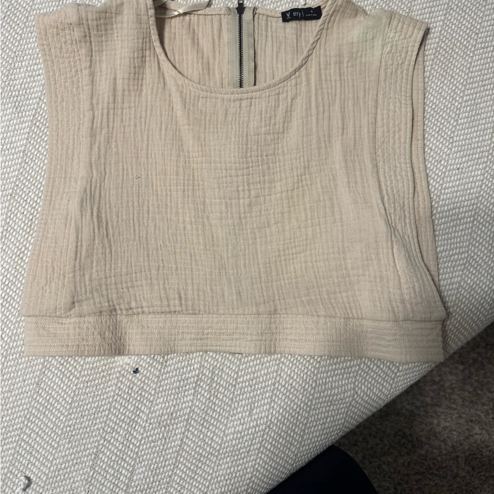 Beige Sleeveless Women's Top